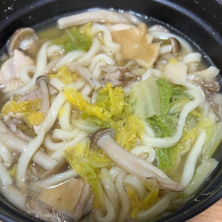 お鍋(寄せ鍋)の残りで白菜うどん